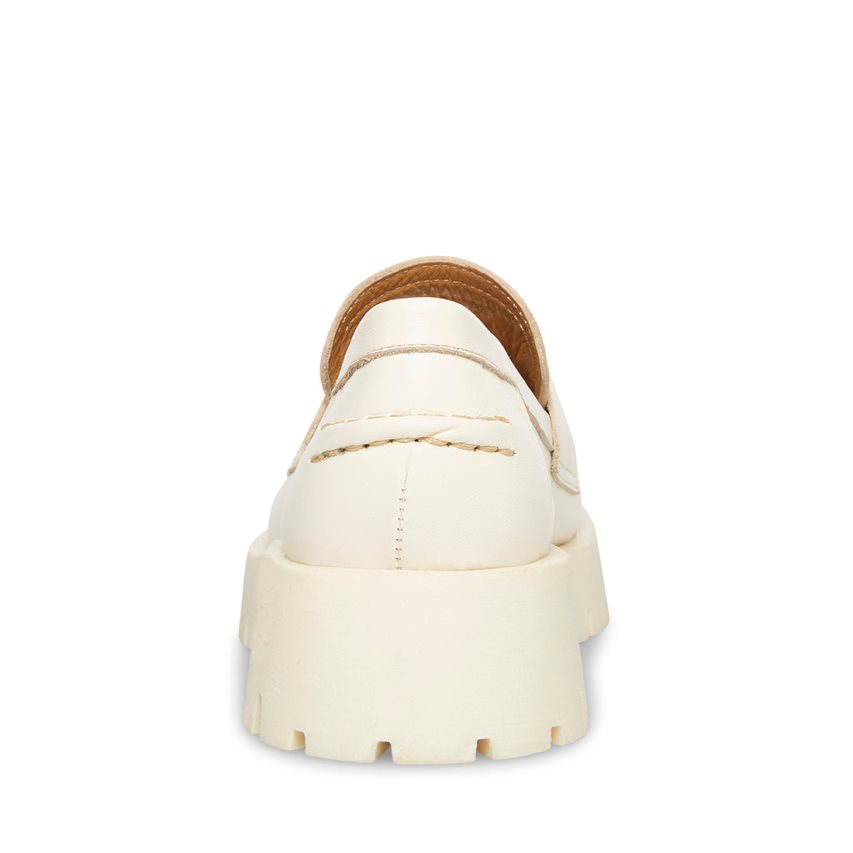 White Steve Madden Lawrence Leather Women's Loafers | PH 7614MZO